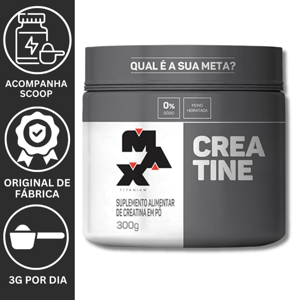 Creatina Monohidratada 100% Original Sem Sabor Força e Energia Pote 300G - M.A.X