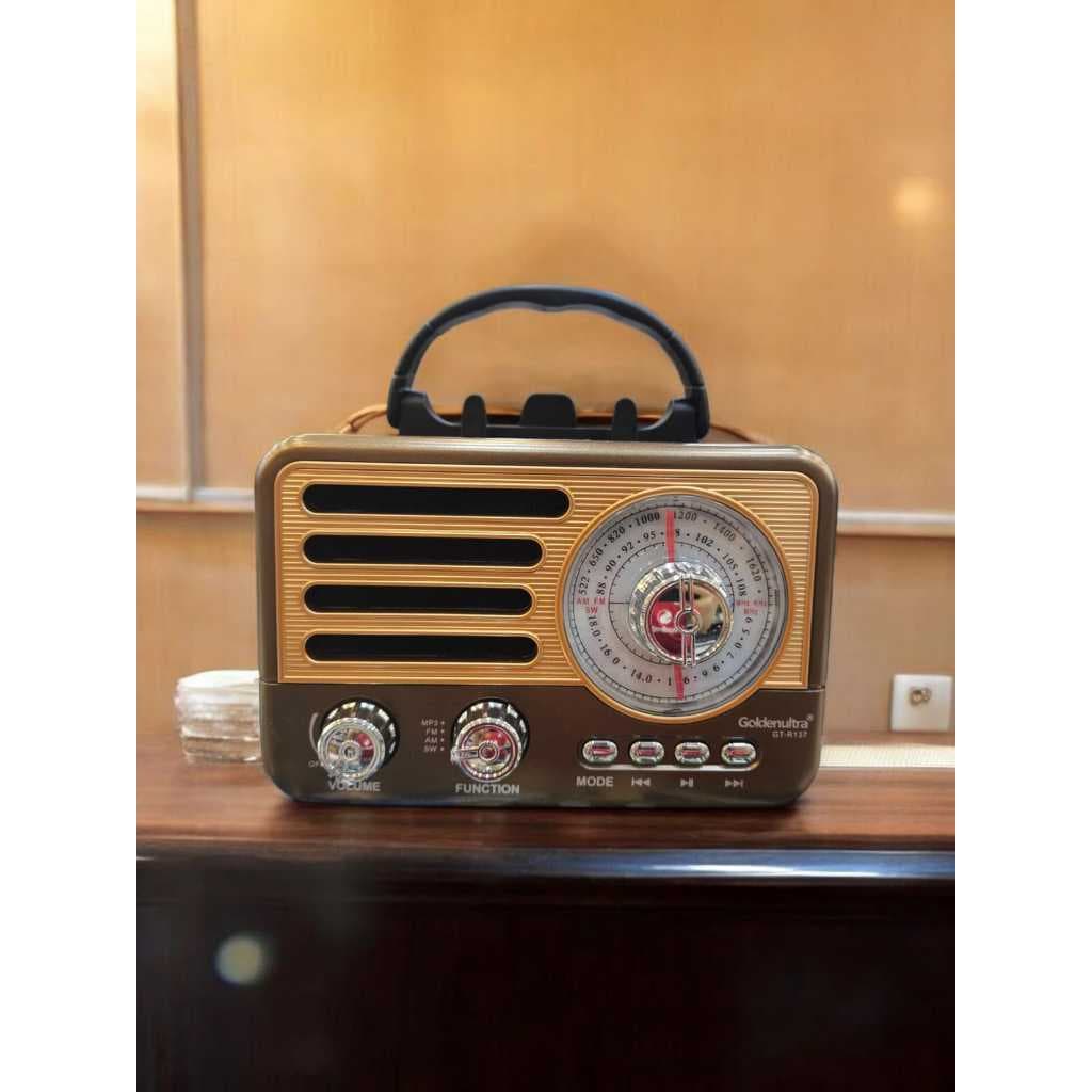 Rádio Retrô Bluetooth AM/FM/SW  Recarregável Portátil Com Cartão TF E Com Lanterna