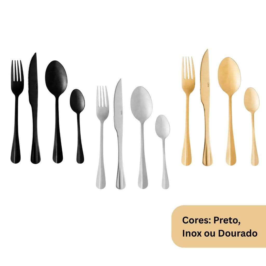 Jogo De Talheres Faqueiro 24 Peças De Aço Inox Positano Lyor