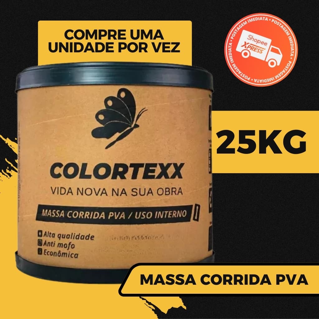 Massa Corrida Premium Pva 25kg Acabamento Nivelador Fácil Aplicação - Colortexx branca parede