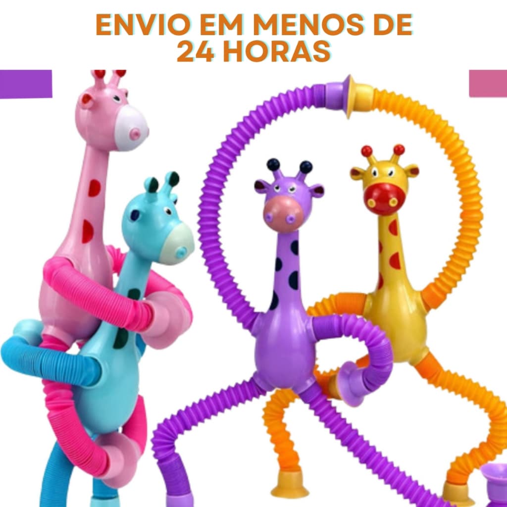 Girafas Estica e Gruda Brinquedo Infantil Pop It Tubo Luz Led Com Ventosa