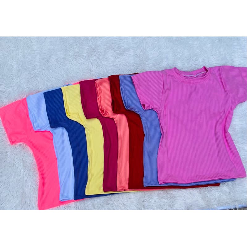 blusa infantil e juvenil t-s gola redonda com manga na malha canelada cores linda vibrantes confortavel na fria e macia