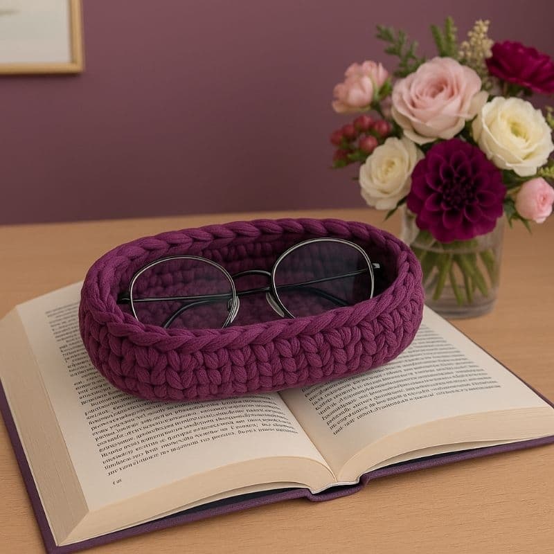 Porta Óculos Mesa- Crochê Fio de Malha / ENVIO IMEDIATO