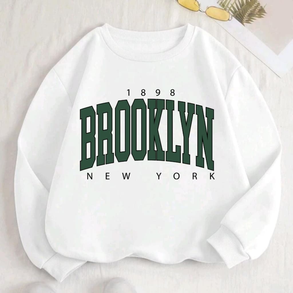 Blusa Moletom Gola Careca Suéter Estampado Brookyn New York Unissex