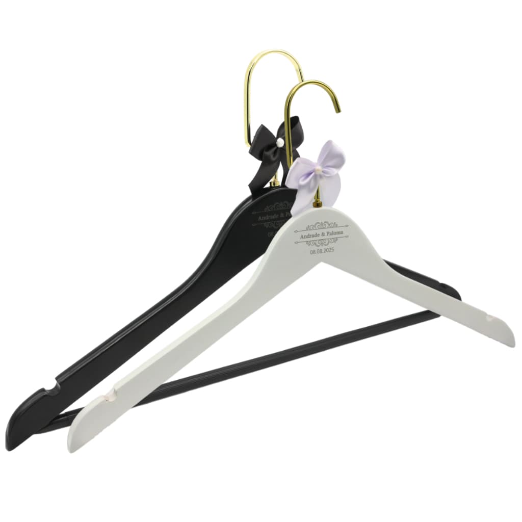 Kit 2 Peças Cabide Personalizado a Laser - Noiva e Noivo - Casamento Exposição Making of Gancho Luxo Premium