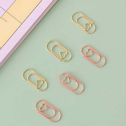 Clips coração para papel - kit c/10 unds - Rosê