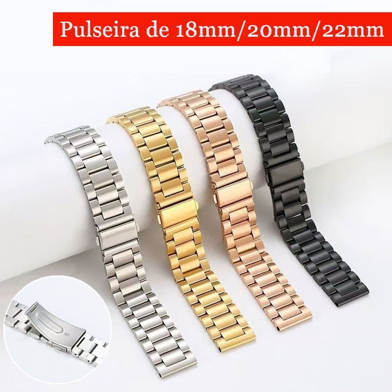 Pulseira de 22mm 20mm 18mm para Smartwatch Relógio Amazfit GTR GTS 4/4 MINI Metal em aço inoxidável