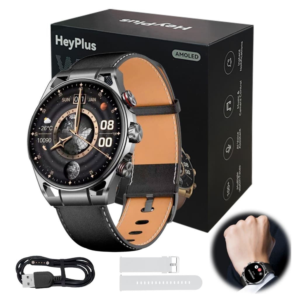 xiaomi Heyplus Gtr Smartwatch Tela Amoled Chamadas Bluetooth Saúde 5atm Pulseira Extra Prata