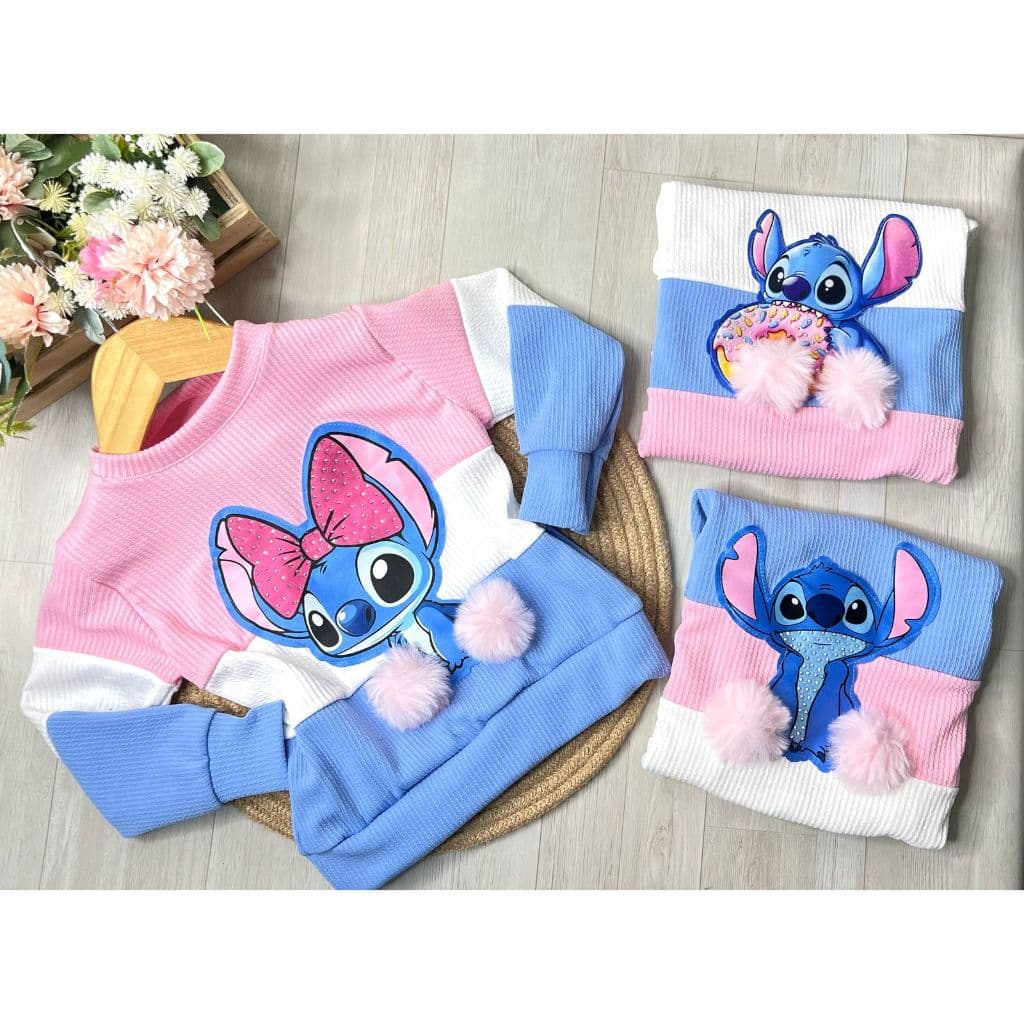 Blusa Infantil de Frio Menina Stitch Moda Blogleirinha Inverno