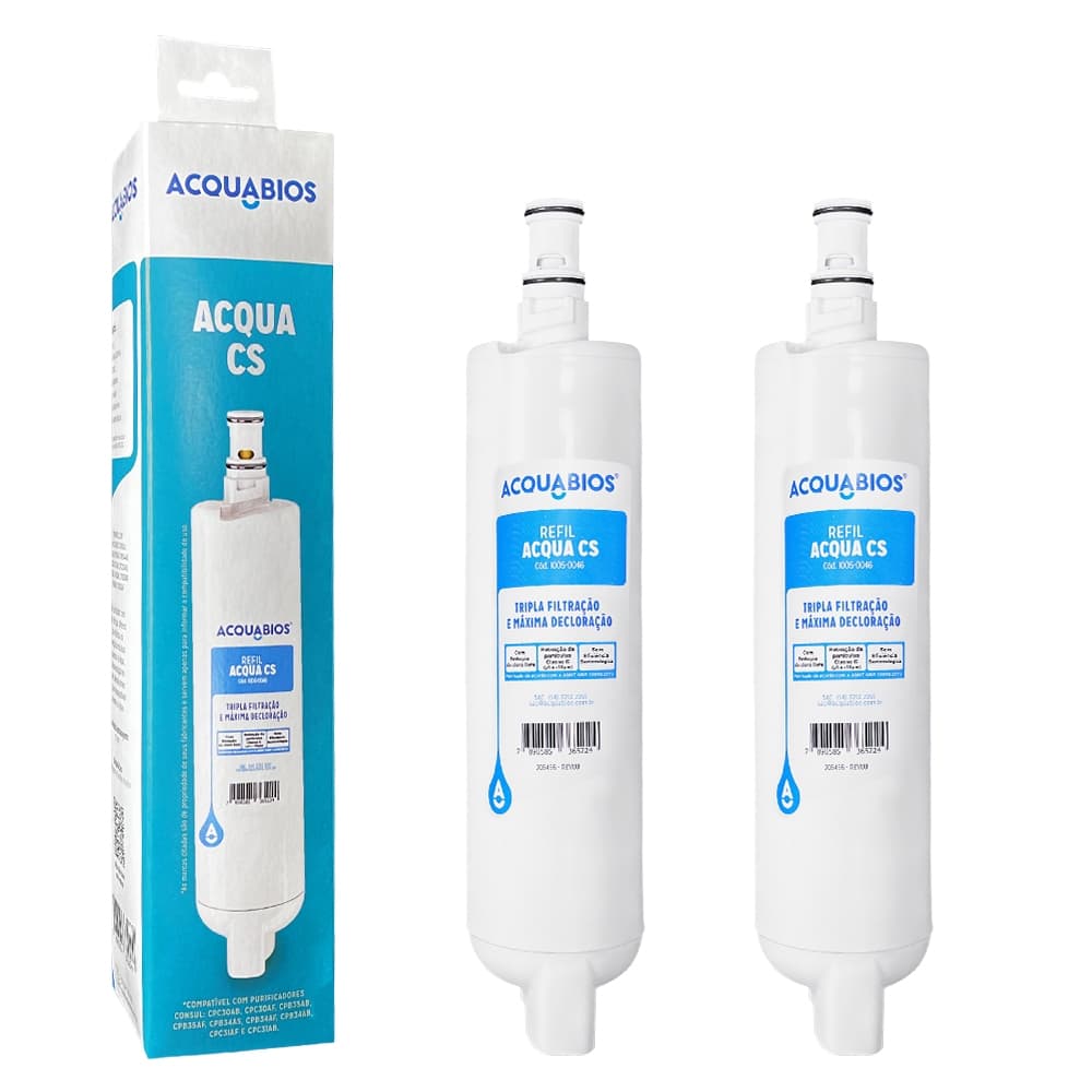 Kit 2 Refil Compatível Com Filtro Purificador de Água Consul Acqua CS Com Tripla Filtração Acquabios