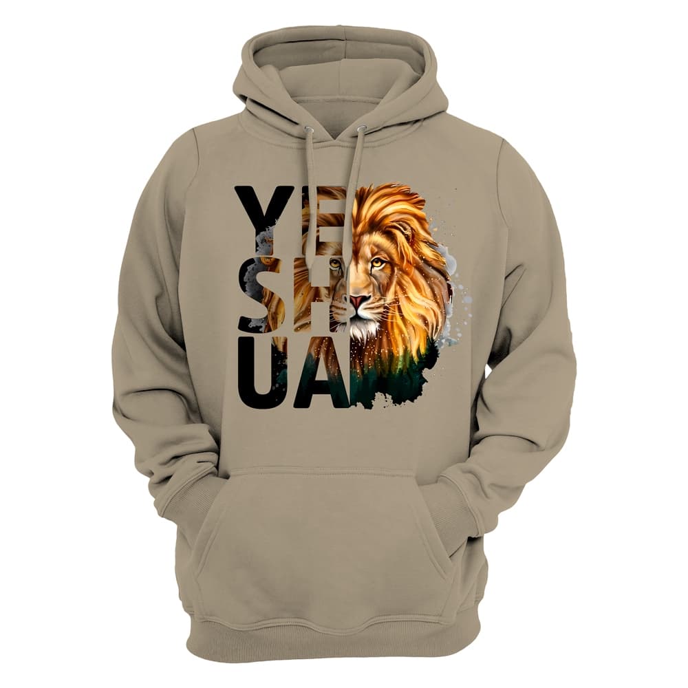 Moletom Canguru Cristão em Alta Qualidade Estampado YESHUA LEAO DE JUDA Blusa de Frio Religioso