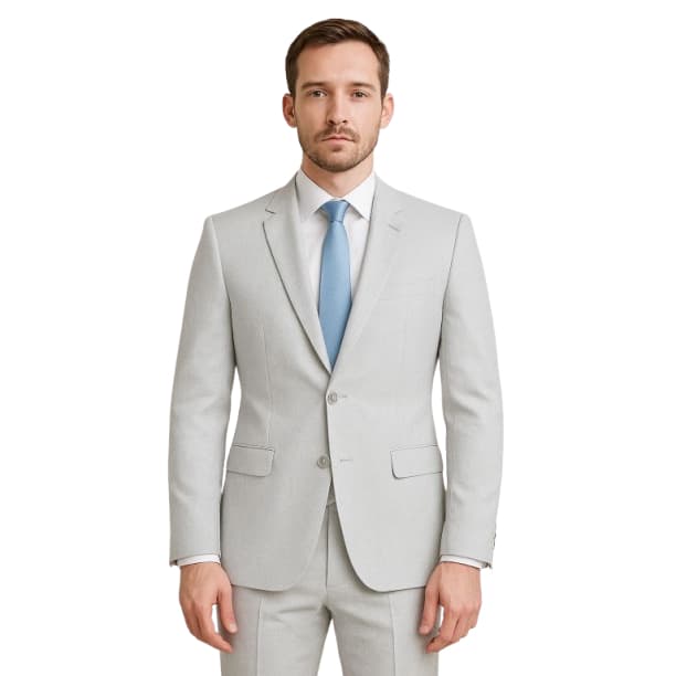 Terno Slim Italiano Cinza Claro Premium - Calça + Blazer