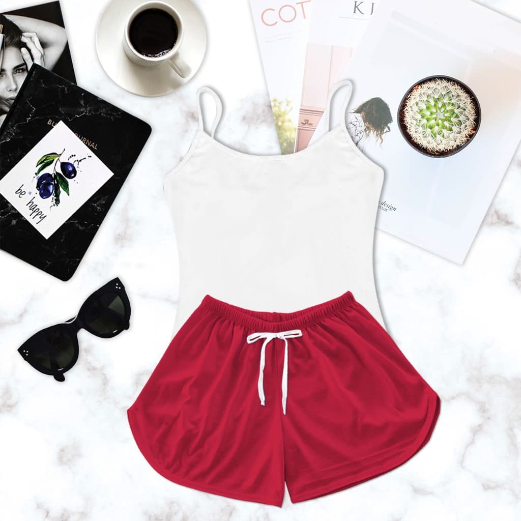 Pijama Feminino Baby Doll Branco Com Shorts Cor Aleatória Sortida