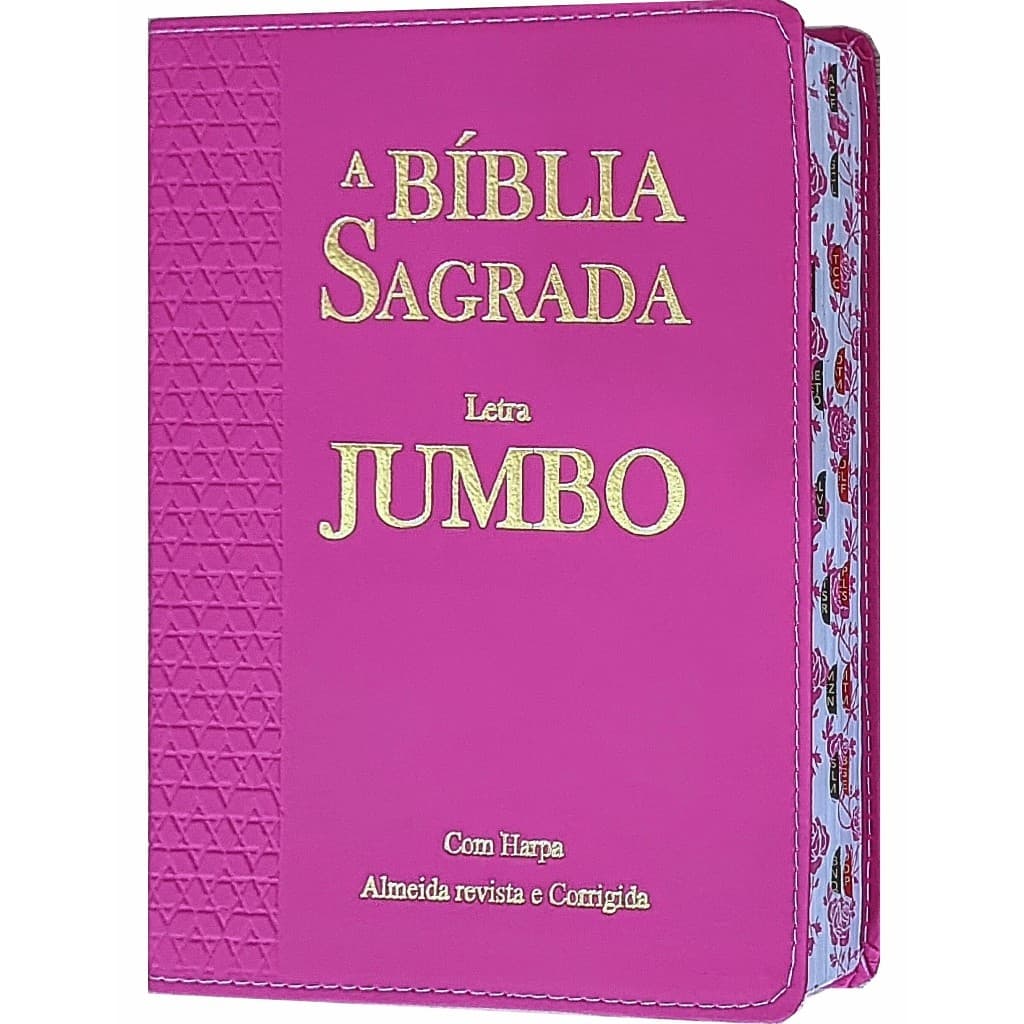 Bíblia Sagrada Letra Jumbo com Harpa Feminina Florida Pink