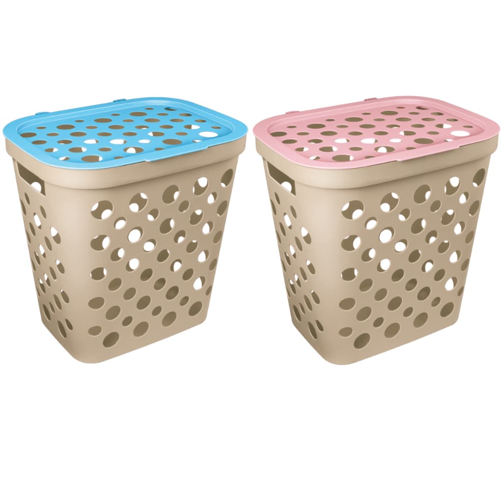 Cesto Telado 30 Litros com Tampa e Alça Para Bebês Rosa ou Azul - Usual Utilidades