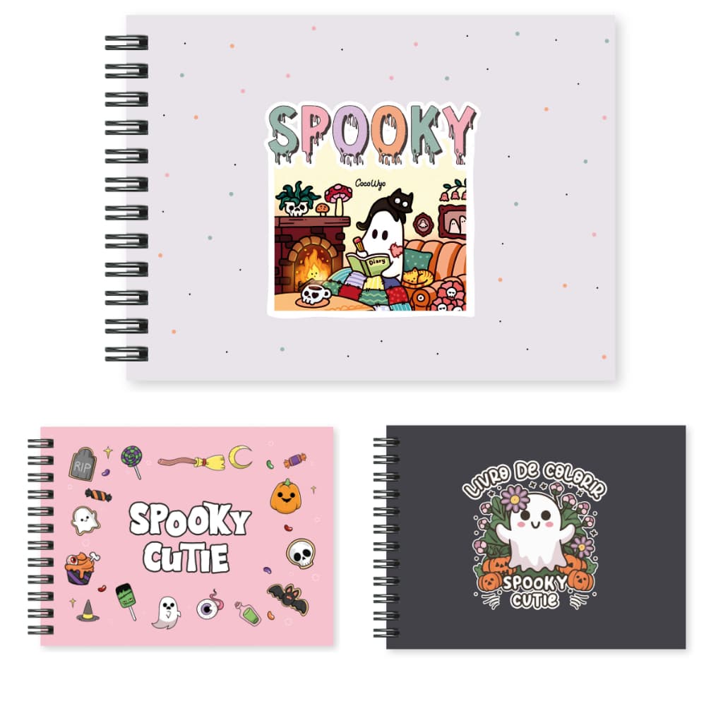 Livro De Colorir Spooky Cutie 80 Folhas 180G Coloring Book Caderno de Pintura e Desenhos