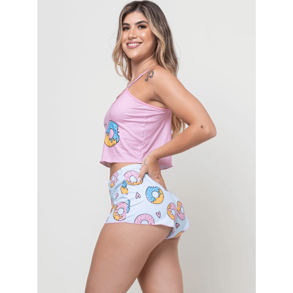 Pijama Feminino Baby Doll Estampa Personagem Estampado Ondinha Virginia curto curtinho sexy