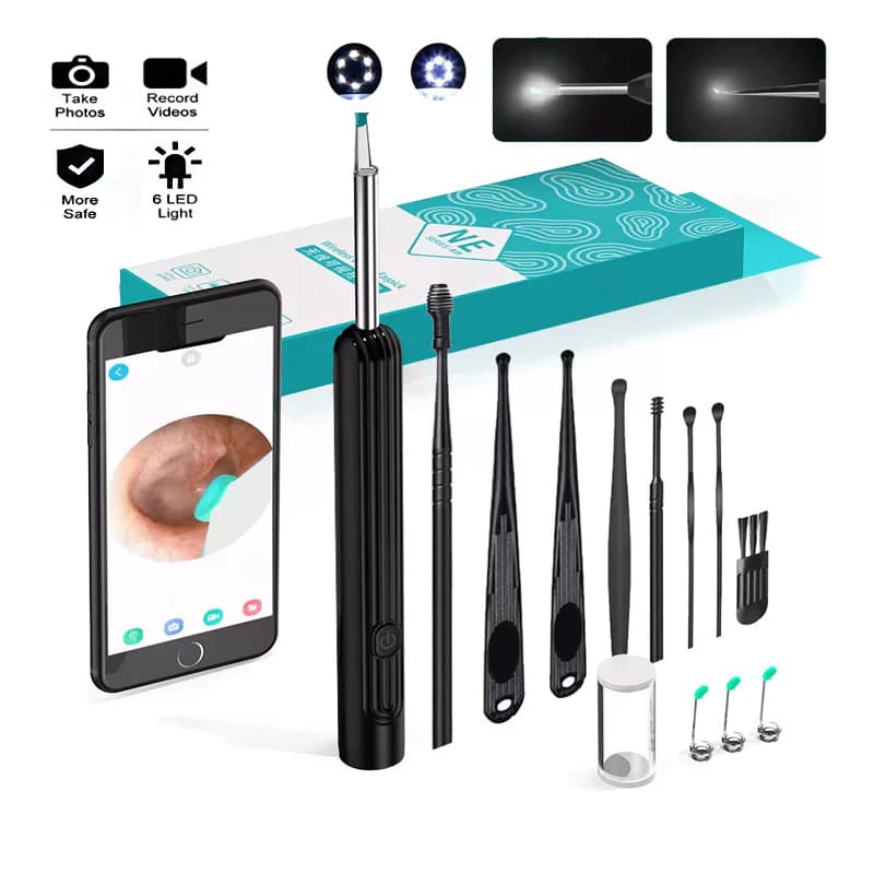 Kit De limpador de Ouvido Com Câmera Inteligente Sem Fio Para iPhone iPad Android
