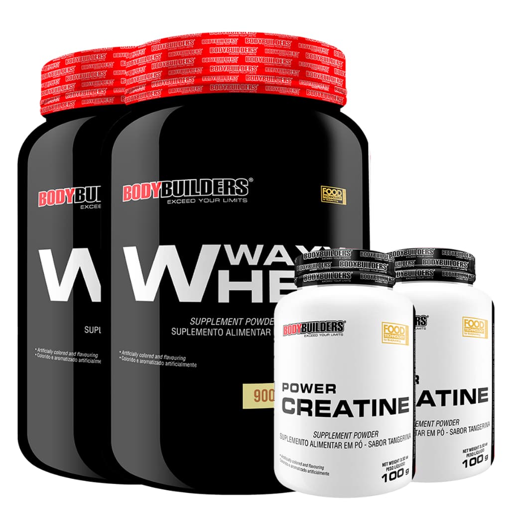Kit 2x Whey Protein 900gr + 2x Power Creatina 100gr. - Bodybuilders