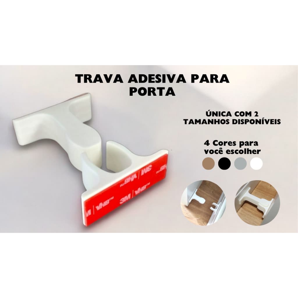 Prendedor, Trava Adesiva para Porta e Parede - Impressão 3D
