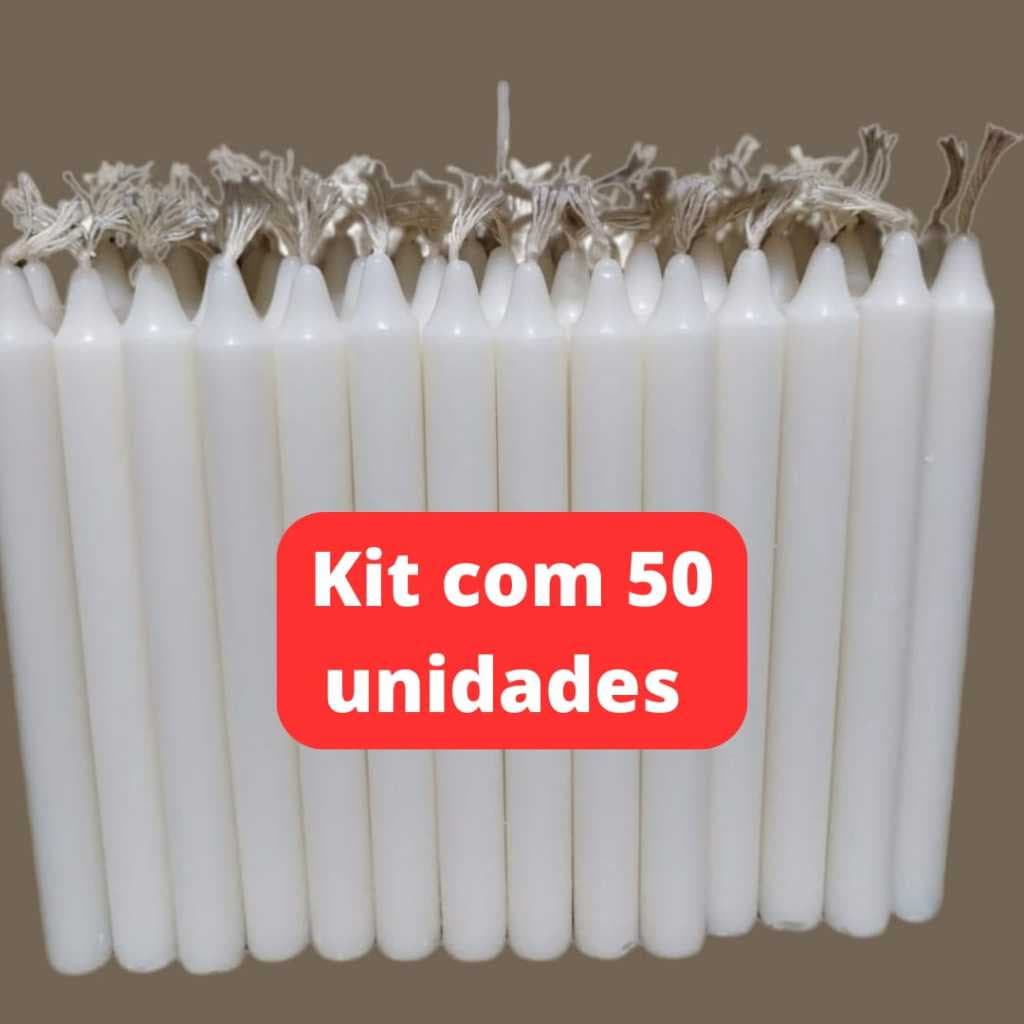 Kit 50 Velas Brancas Palito 100% Parafina