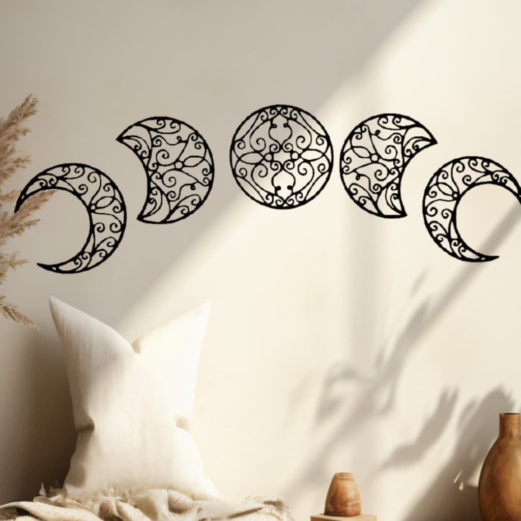 Kit 5 Esculturas Luas em Arabesco Vazados Místico Esotérico Mdf Decoração Cabeceira