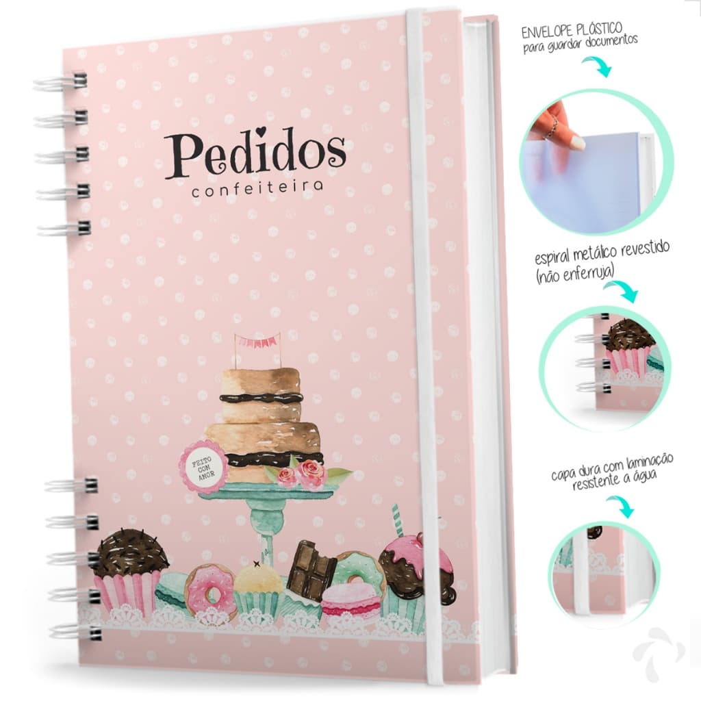 Caderno De Pedidos Confeiteira - 200 Páginas Coloridas