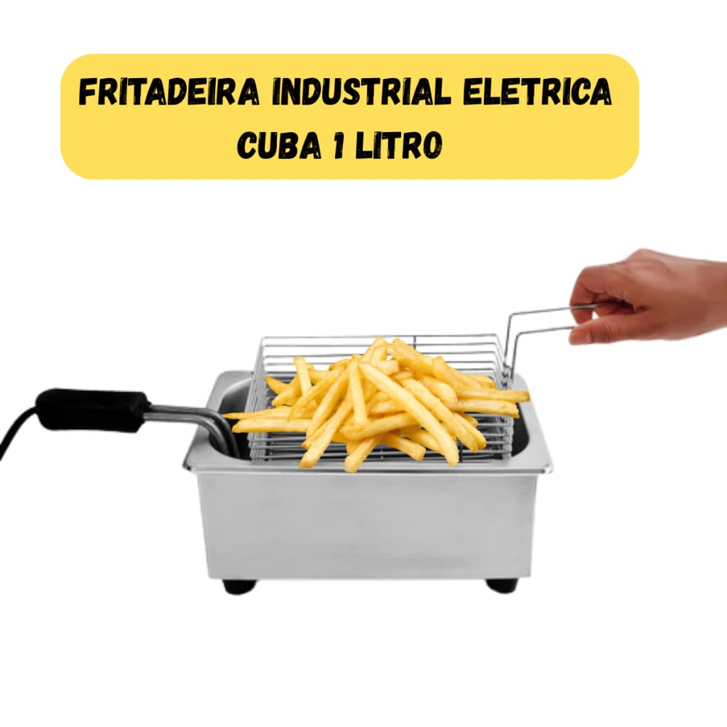 Fritadeira Elétrica Industrial Cuba 1 Litro A Óleo para Pasteis Coxinhas Salgados