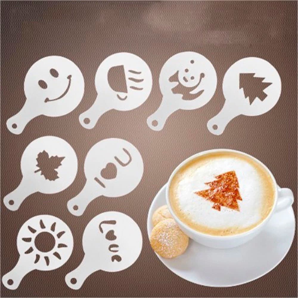 Kit com 16 Moldes Stencil Barista Café Expresso Polvilhar Desenhos no Café