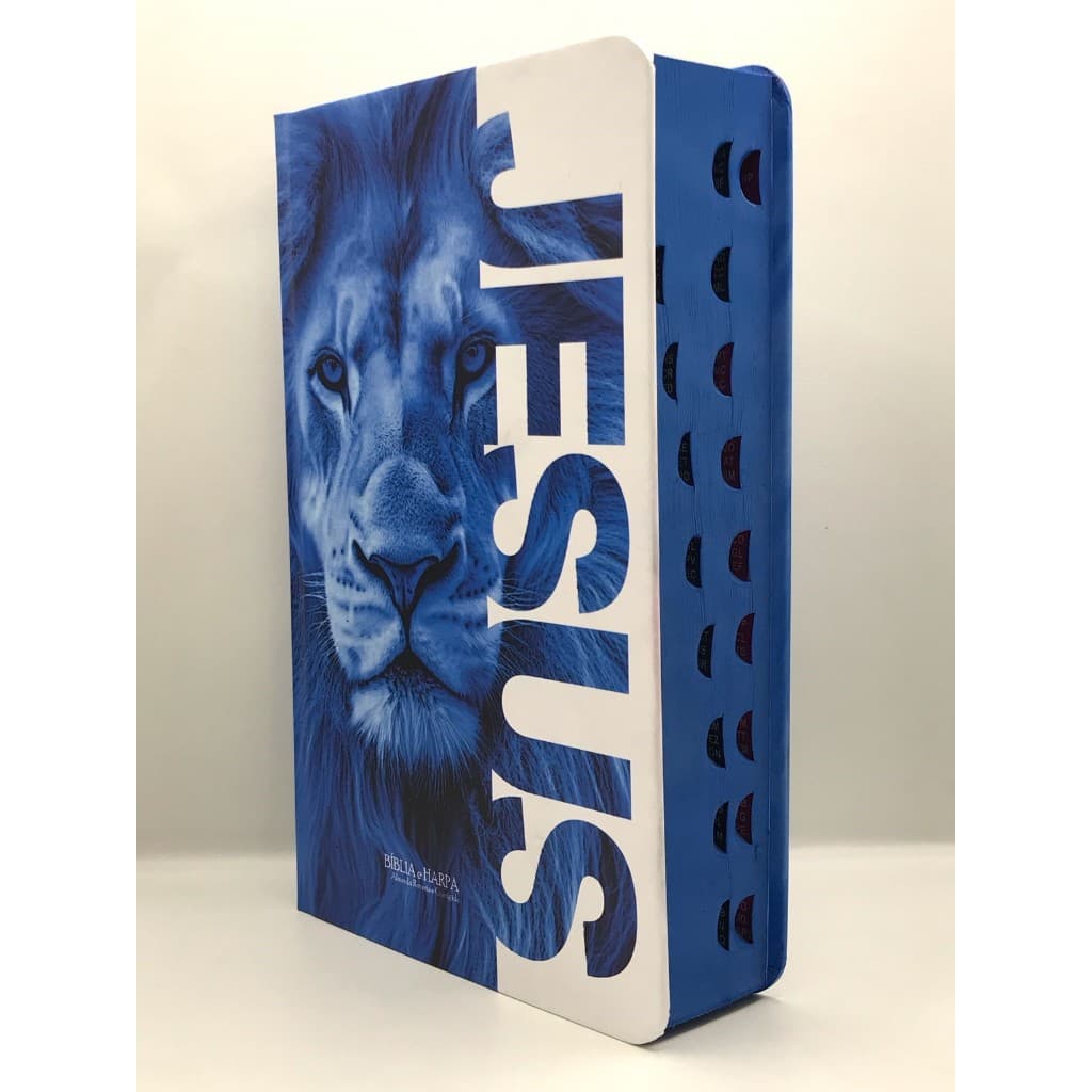Bíblia Sagrada Tamanho Grande com Harpa Palavras de Jesus em Vermelho Capa Dura Jesus Blue