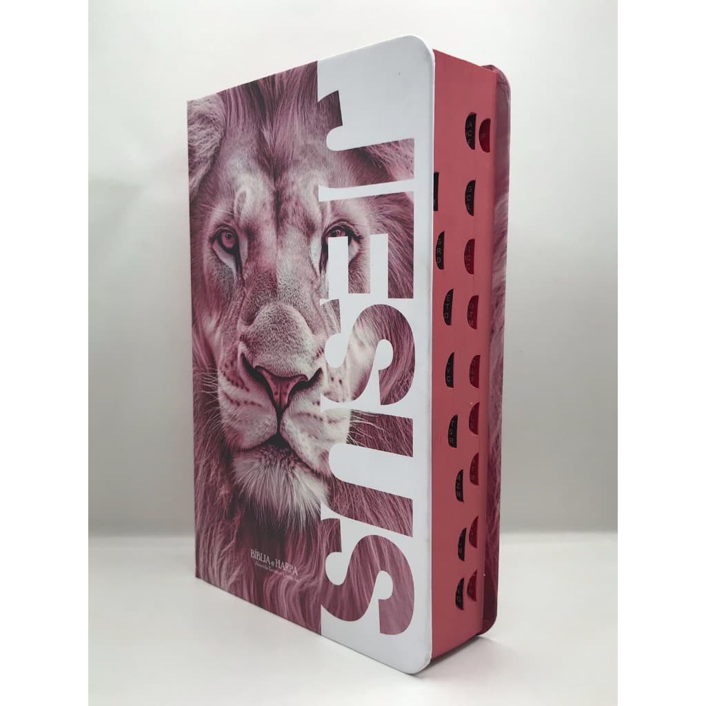 Bíblia Sagrada Tamanho Grande com Harpa Palavras de Jesus em Vermelho Capa Dura Jesus Rosa