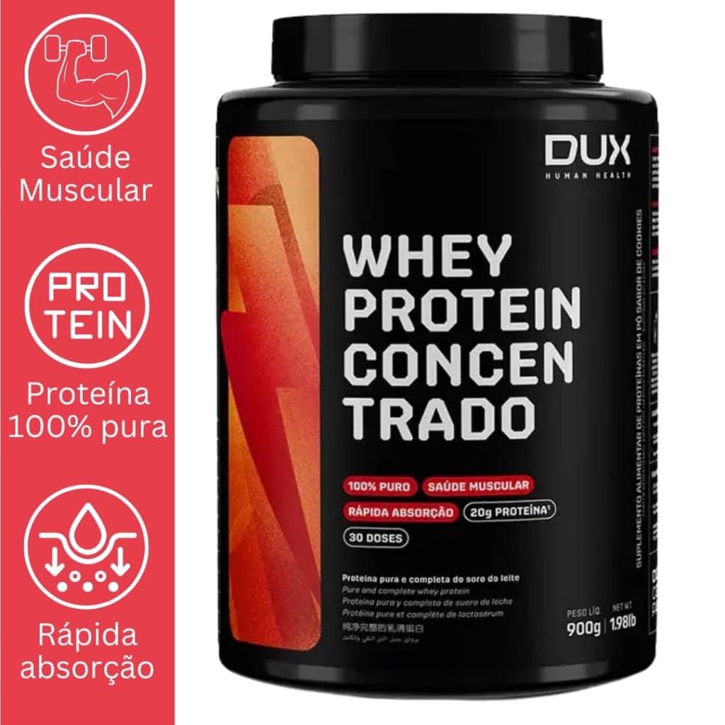 WHEY PROTEIN CONCENTRADO 900G POTE - DUX NUTRITION