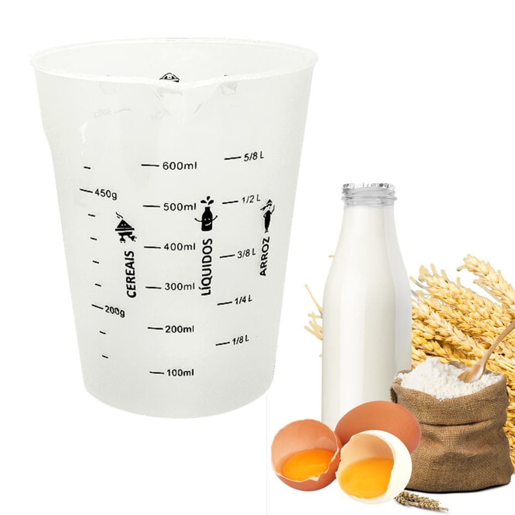 Copo Medidor Dosador Transparente 600ml Culinário Cozinha Porta Tempero