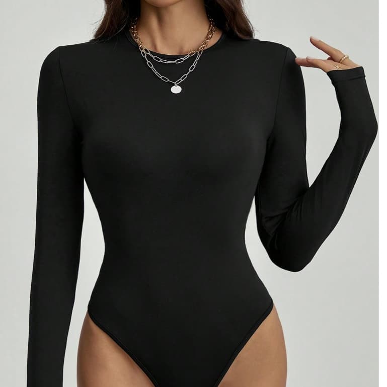 Body Feminino Manga Longa Gola Careca Suplex Collant Frio