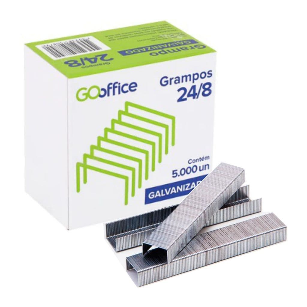 Grampo 24/8 Galvanizado Caixa C/ 5000 grampos ideal para Grampeador de 50 folhas