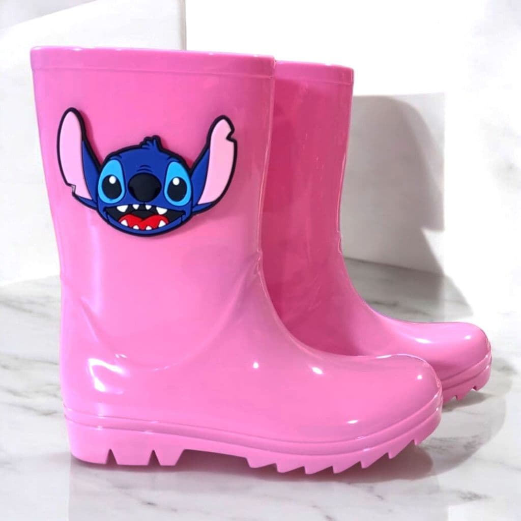 Galocha Bota de Chuva Cano Alto Stitch Infantil Menina Juvenil Leve Moderna Confortável Estilosa