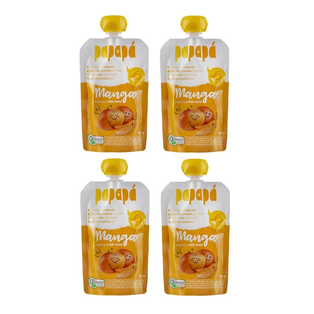 Papinha Papapá Manga Orgânica Natural Squeeze 100g Kit 4Un