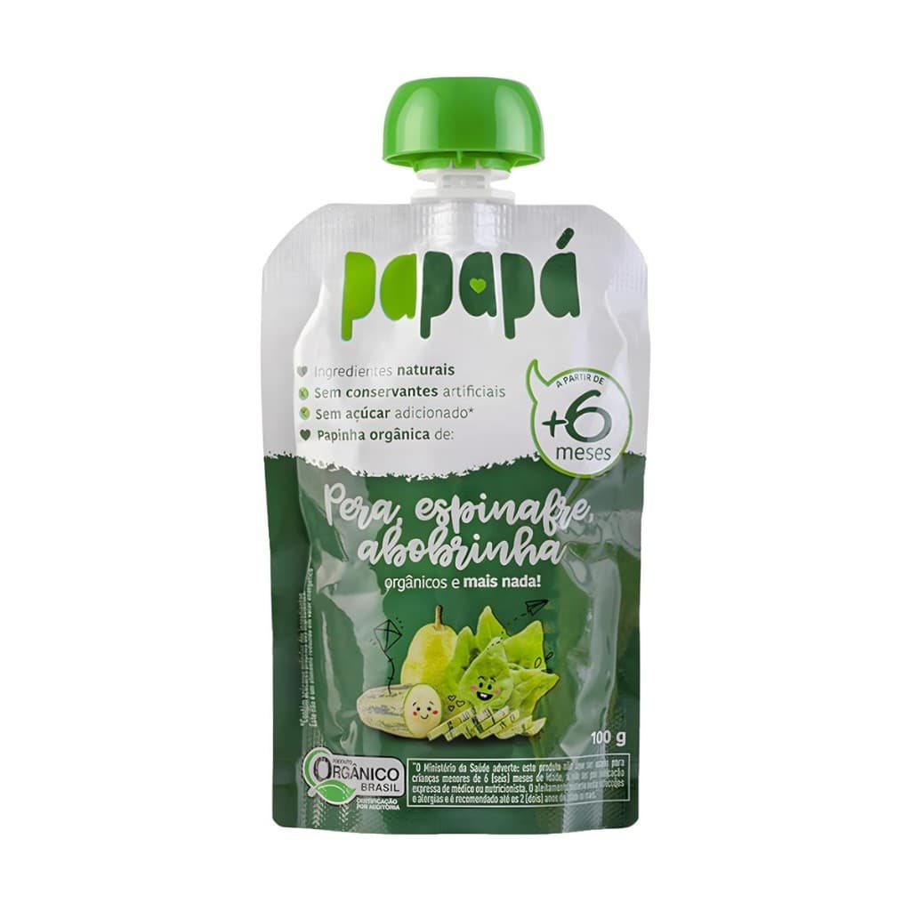 Papinha Papapá Pêra Espinafre Abobrinha Squeeze 100g