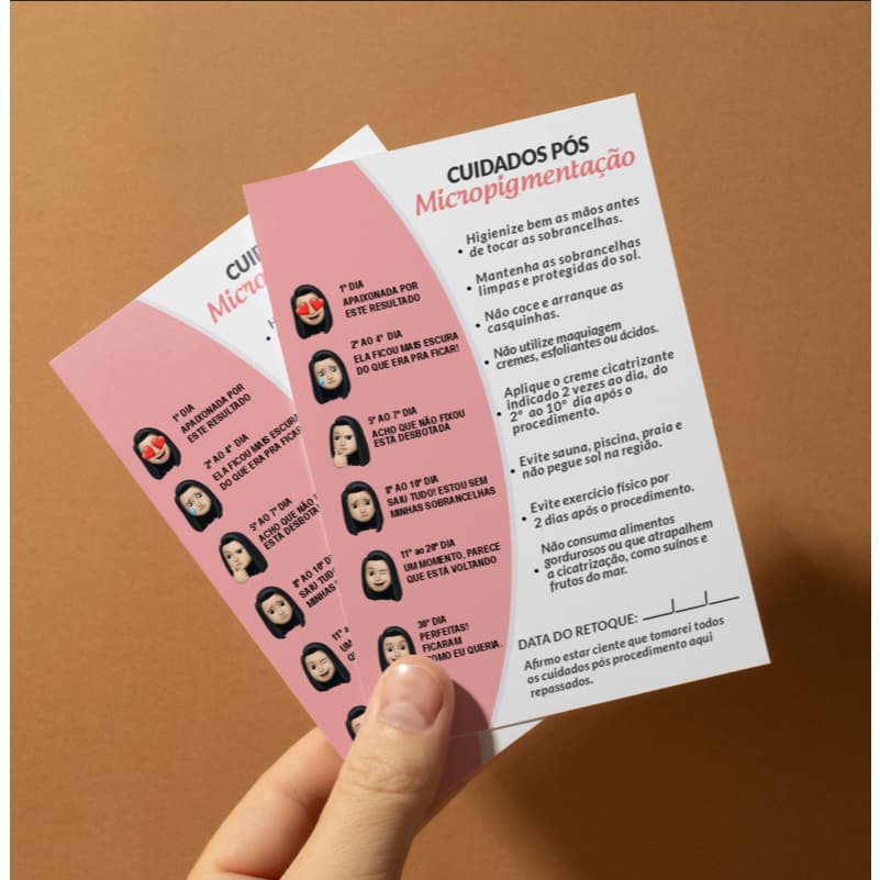 Folheto para Cuidados pós procedimento - 10x14cm Escolha o modelo.