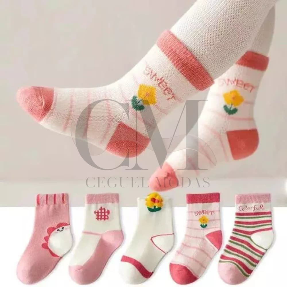 Kit 24 pares de Meia Infantil Feminina Menina Criança 2 a 10 anos