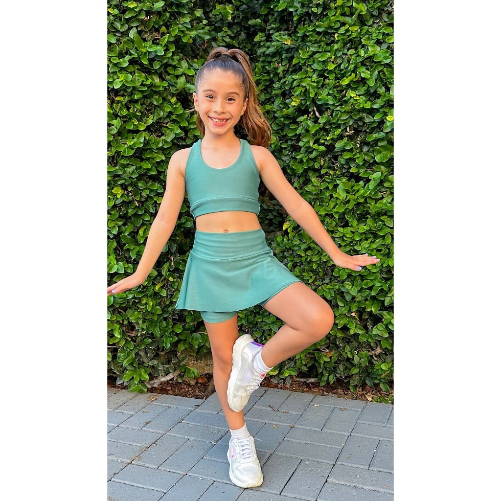 Conjunto Infantil Treinos Short Saia e Top Caminhada Exercicio