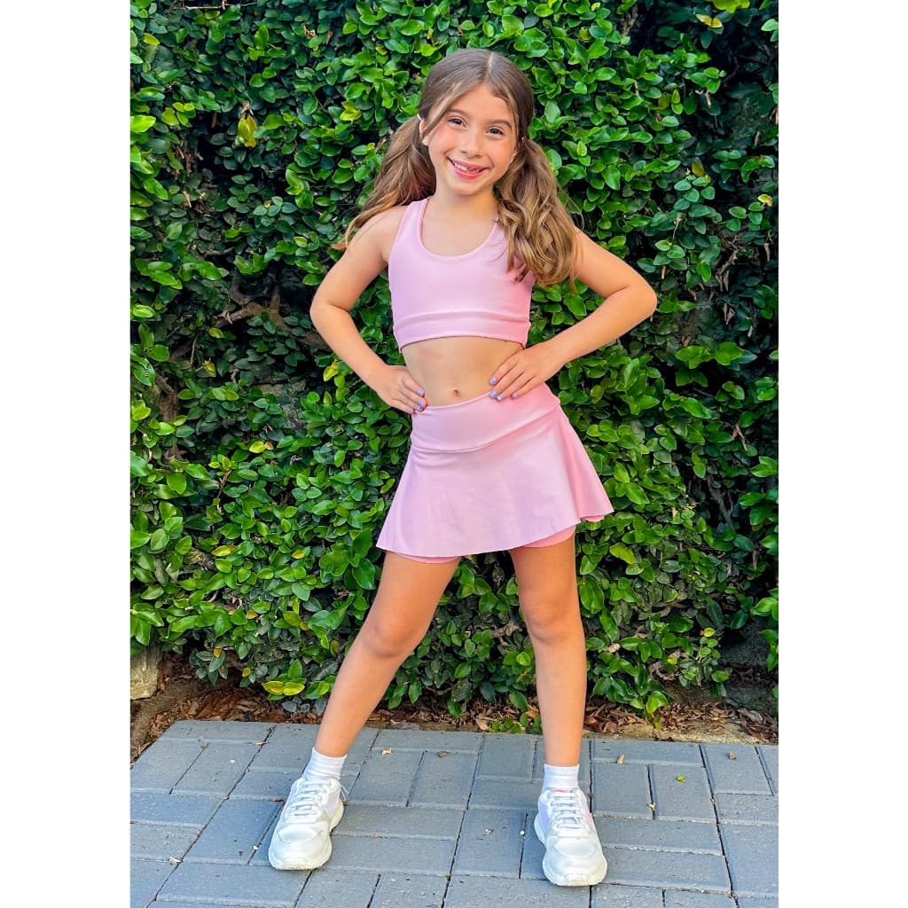 Roupa de Treino Menina Infantil Top e Short Saia Fitness