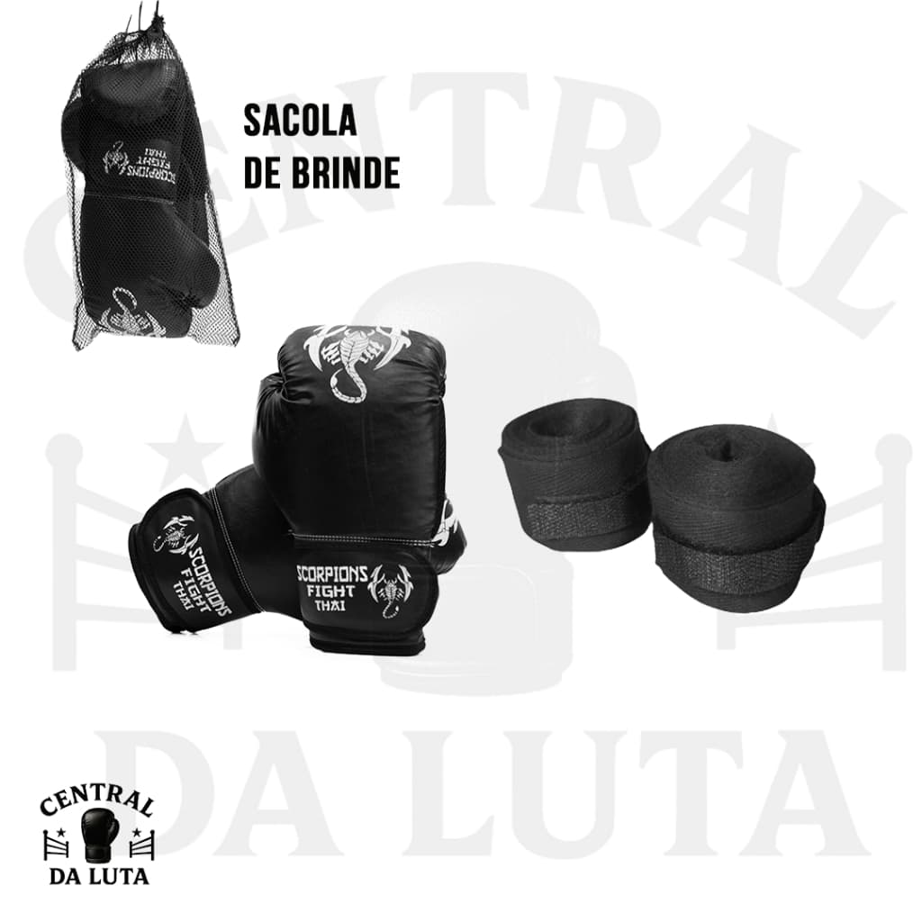 Luvas + Bandagem Muay Thai Boxe Kickcboxing Kit