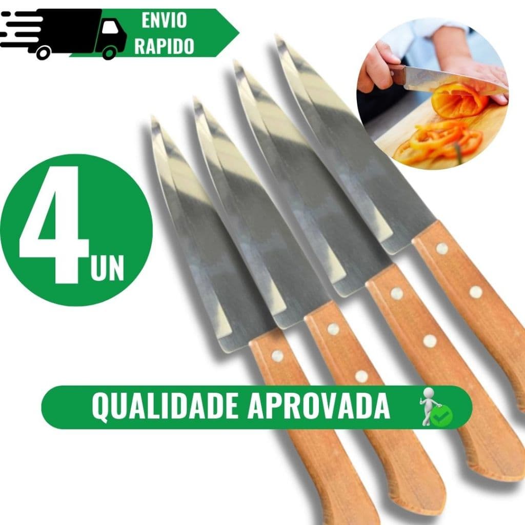 FACAS DE COZINHA PARA CARNE LEGUMES PEIXEIRA DE INOX 6 '' CABO MADEIRA