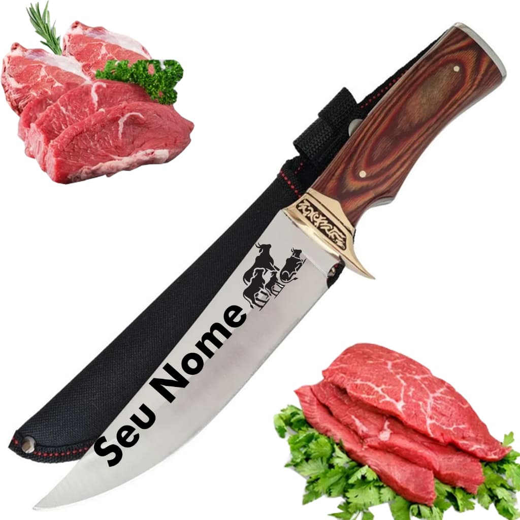 Faca De Caça Pesca Churrasco Luxo Personalizada com seu Nome Gravado
