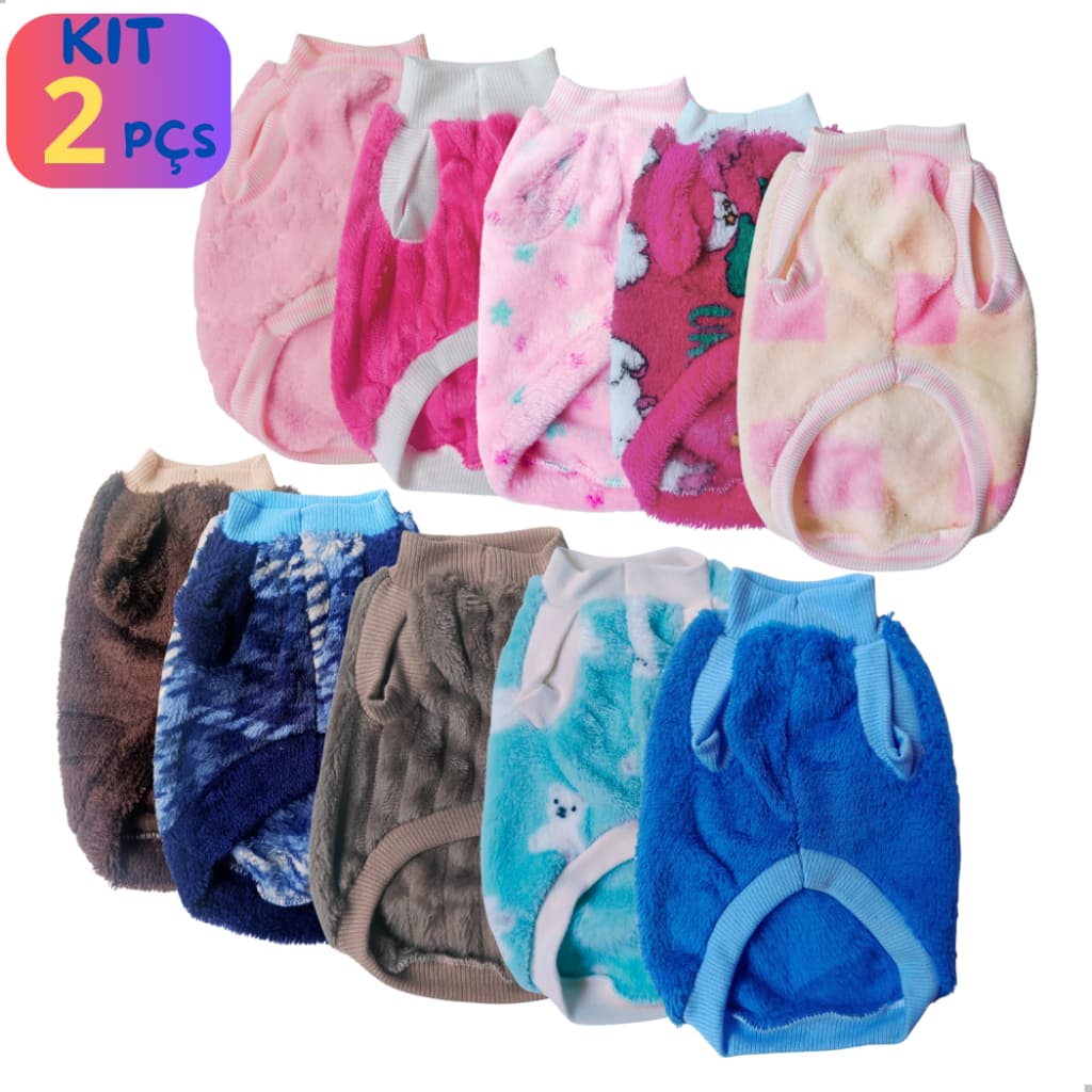 KIT 2 PEÇAS ROUPA PET INVERNO BLUSA FRIO CACHORRO E GATO