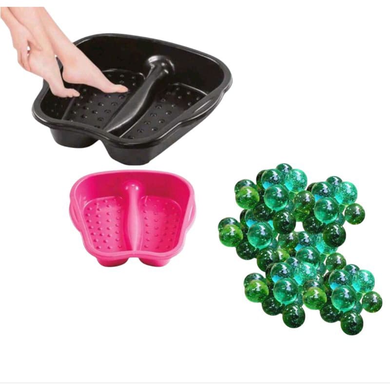 Kit 1 Bacia Pedicure com 20 bolinhas relaxante massagem escaldar os pés