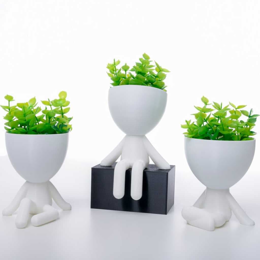 Flores Artificiais com Vaso incluso | Mini Vaso 6cm Plástico | Enfeite Decorativo Arranjo para Casa, Sala, Rack, Estante