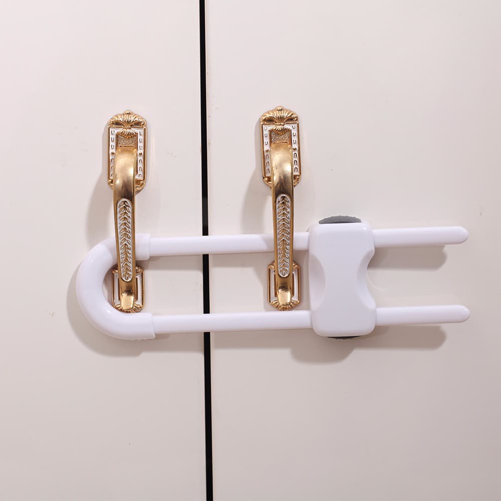 Trava Para Armário Cadeado Duplo Botão 19 x 1,5 cm Para Bebê e Crianças Ibimboo