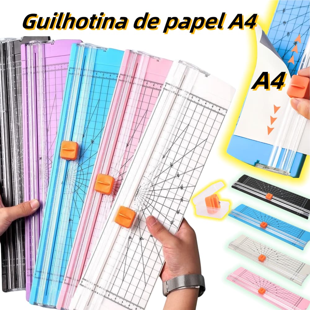 Guilhotina Portátil de Papel A4 para Cortador Profissional com Lâmina de Precisão para Escritório, Scrapbook e Artesanat